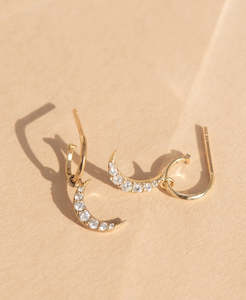 Luna Hoops - 9k Yellow Gold, Diamond