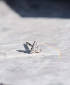 Mini Pyramid Studs - 9k White Gold, Diamond