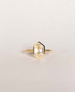 Frida Engagement Ring - 18k Yellow Gold, Elongated Hexagonal Cut Lab Grown Diamo…