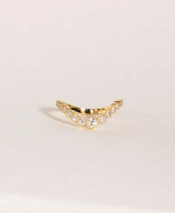 Eternal Tide Band - 18k Yellow Gold, Beaded Bezel Set Diamond