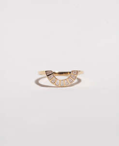 Deco Sun Band - 18k Yellow Gold, Tapered Baguette Cut Diamond 0.29 carat