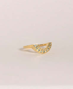 Deco Sun Band - 18k Yellow Gold, Round Mixed Cut Green Sapphire 0.37 carat