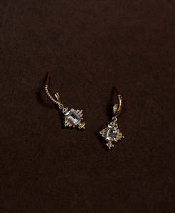 Reya Earrings - 22k Gold Vermeil, White Topaz