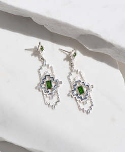 Munay Earrings - 925 Sterling Silver, Chrome Diopside