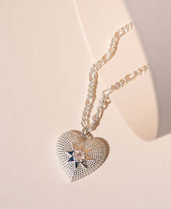 Brave Heart Necklace - 925 Sterling Silver, Rose Quartz