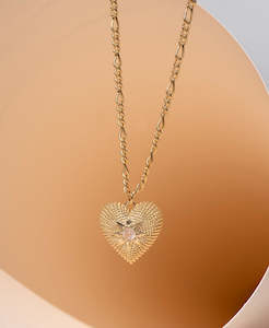 Brave Heart Necklace - 22k Gold Vermeil, Rose Quartz