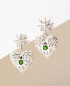 Brave Heart Earrings - 925 Sterling Silver, Chrome Diopside