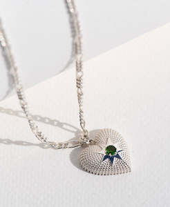 Brave Heart Necklace - 925 Sterling Silver, Chrome Diopside