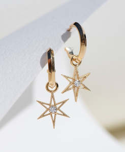 No Star Like Thee Hoops - 22k Gold Vermeil, White Zircon