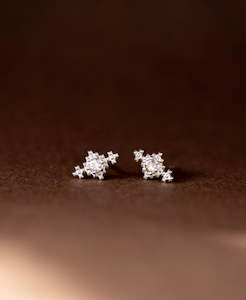 Indie Studs - 925 Sterling Silver, Peach Zircon