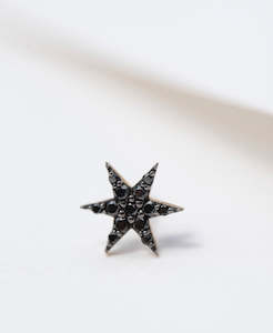 Mini Anahata Studs - 9k White Gold, Black Diamond