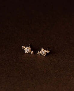 Indie Studs - 22k Gold Vermeil, Peach Zircon