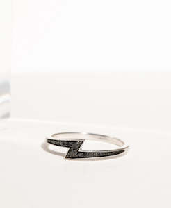 Zap Ring - 9k White Gold, Black Diamond