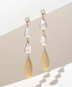 Keshi Pearl Drop Earrings - 22k Gold Vermeil, Pearl