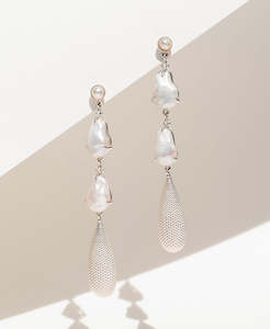 Keshi Pearl Drop Earrings - 925 Sterling Silver, Pearl