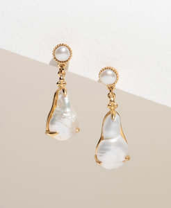 Keshi Pearl Earrings - 22k Gold Vermeil, Pearl