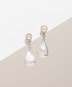 Keshi Pearl Earrings - 925 Sterling Silver, Pearl