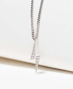 Zap Necklace - 9k White Gold, Diamond