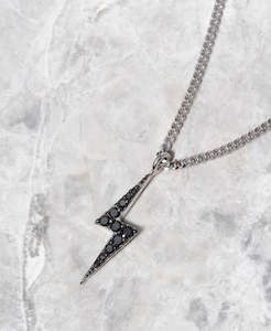 Zap Necklace - 9k White Gold, Black Diamond