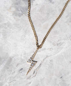 Zap Necklace - 9k Yellow Gold, Diamond