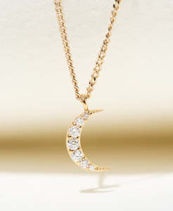 Luna Necklace - 9k Yellow Gold, Diamond