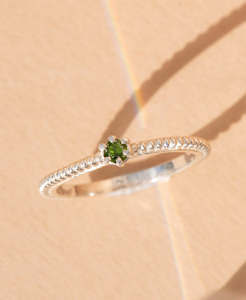 Anchored Stacker Ring - 925 Sterling Silver. Chrome Diopside