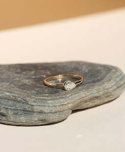 Mon Petit Stacker Ring - 9k Yellow Gold, Pear Cut Lab Grown Diamond