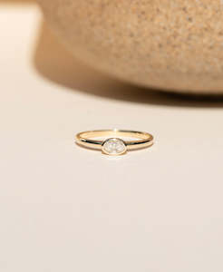 Mon Petit Stacker Ring - 9k Yellow Gold, Oval Cut Lab Grown Diamond