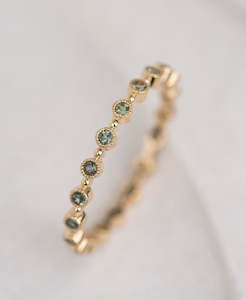 Unity Band 1mm - 18k Yellow Gold, Green Sapphire