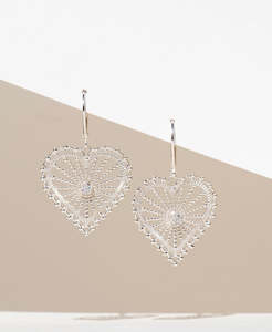 Amor Earrings - 925 Sterling Silver, White Zircon