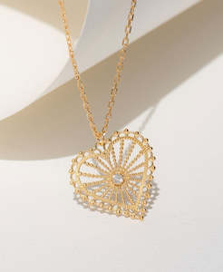 Amor Necklace - 22k Gold Vermeil, White Zircon