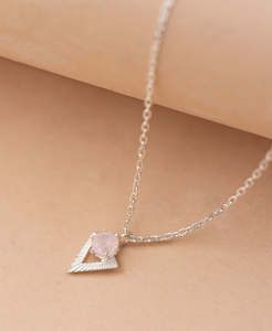 Violet Necklace - 925 Sterling Silver, Rose Quartz