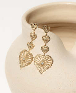 Mi Amor Earrings - 22k Gold Vermeil, White Zircon