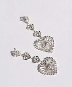 Mi Amor Earrings - 925 Sterling Silver, White Zircon