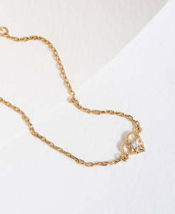 Kind Heart Bracelet - 22k Gold Vermeil, White Zircon