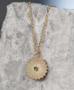 Helios Necklace - 22k Gold Vermeil, Chrome Diopside