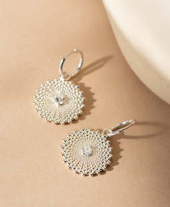 Helios Earrings - 925 Sterling Silver, White Zircon