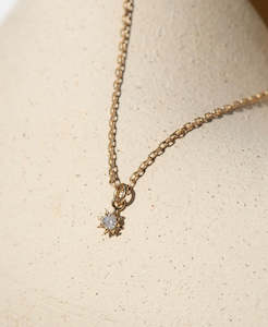 Stella Necklace - 22k Gold Vermeil, White Zircon