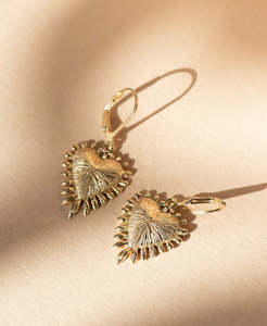 Heart Rays Earrings - 22k Gold Vermeil