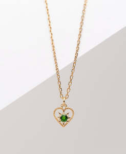 Kind Heart Necklace - 22k Gold Vermeil, Chrome Diopside