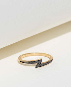 Zap Ring - 9k Yellow Gold, Black Diamond