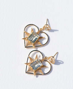 Shining Heart Earrings - 22k Gold Vermeil, Green Amethyst