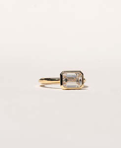 Frida Engagement Ring - 18k Yellow Gold, East West Emerald Cut Lab Grown Diamond 2.0 carat