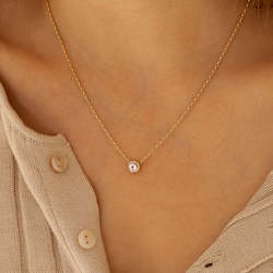 Gold Floating Pendant Necklace