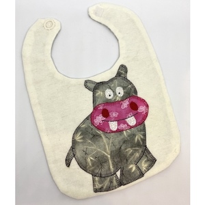 Heidi the Hippo – Handcrafted Bib