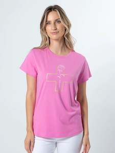 Stella + Gemma White Rose Gold Cross T-Shirt - Bubblegum