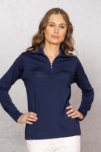 Womenswear: Noble Wild Weekend Zip Neck 100% Merino Navy